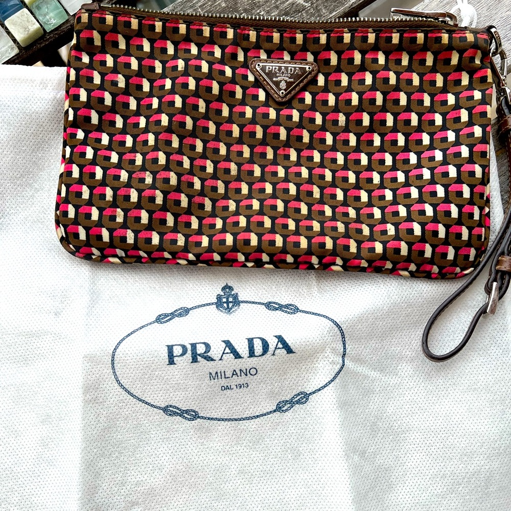 PRADA clutch brown and pink color
